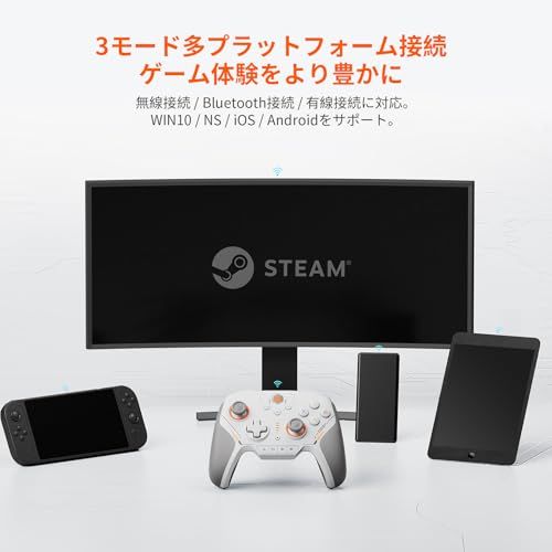 【新品】BIGBIG WON BLITZ2 TMR コントローラー 無線/有線接続 TMR ホールジョイスティック 2000Hzポーリングレート 16個のメカニカルスイッチボタン 0.0005秒超低遅延 360°シリコングリップ 1000mA 8e2984f2