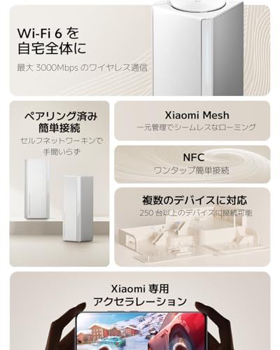 【新品】シャオミ(Xiaomi) WiFi 無線LANルーター WiFi ルーター AX3000 NE Wi-Fi 6 デュアルバンド 最大3000Mbps メッシュWi-Fiシステム wifi中継 1ユニット fa693b78