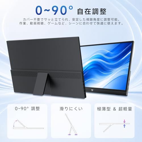【新品】モバイルモニター 15.6 インチ FHD 1920×1080 1080P Fast IPS パネル 非光沢 1000:1 高コントラスト 超軽量 600g スピーカー内蔵 Type-C/HDMI 接続 PS5/Switch/PC/ス 614680bb