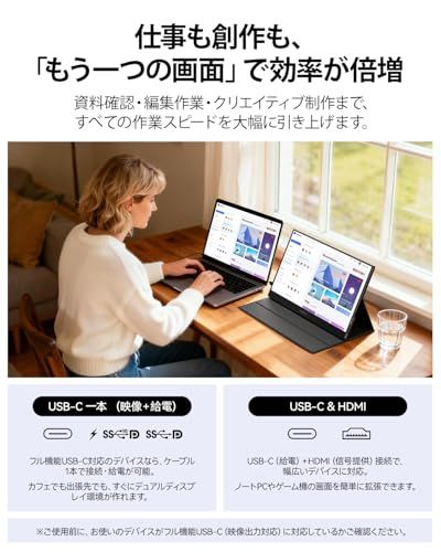 【新品】KOORUI モバイルモニター 15.6インチ FHD（1920x1080） Fast IPSパネル スピーカー内蔵 ポータブルディスプレイ 薄型 軽量 持ち運び便利 モバイルディスプレイ USB Type-C/HDMI/Switch b553318c