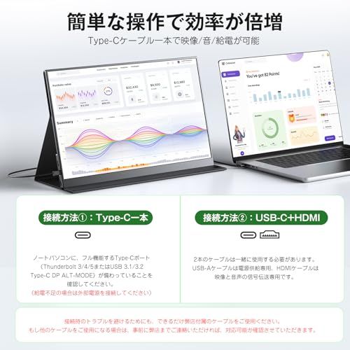 【新品】モバイルモニター 15.6インチ 1920*1080 モバイルディスプレイ ポータブルモニター IPS液晶パネル 非光沢画面 薄型 軽量 マグネット保護カバー付き USB Type-C ミニHDMI PS4/XBOX/Sw-itch/ 6cc3b3f9