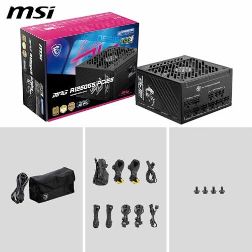 【新品】MSI MPG A1250GS PCIE5 PC電源ユニット 1250W ATX3.1/PCIe 5.1対応 80PLUS GOLD認証 フルモジュラー 静音 日本メーカーコンデンサ PS1543 45ca06c0