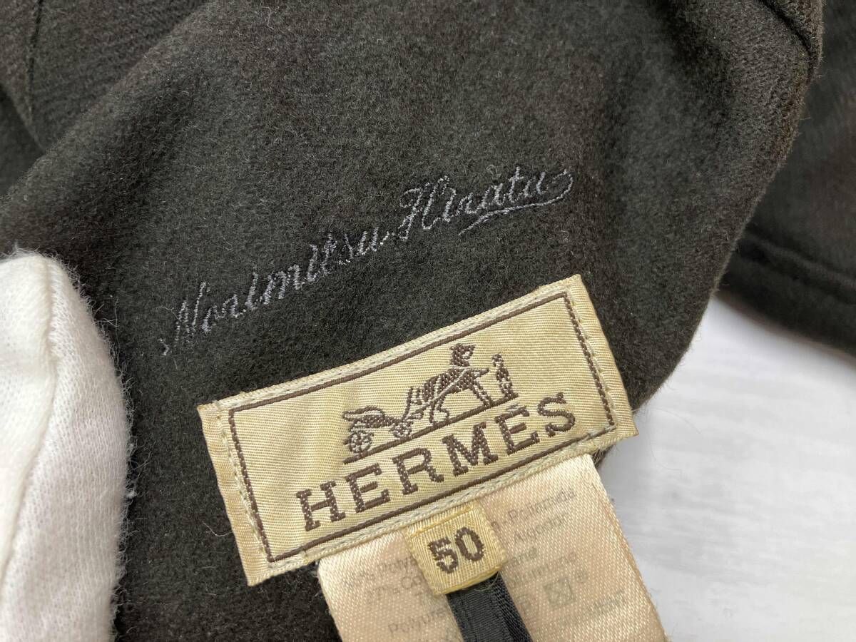 HERMES エルメス リバーシブル ステンカラー コート カシミヤ100% サイズ50