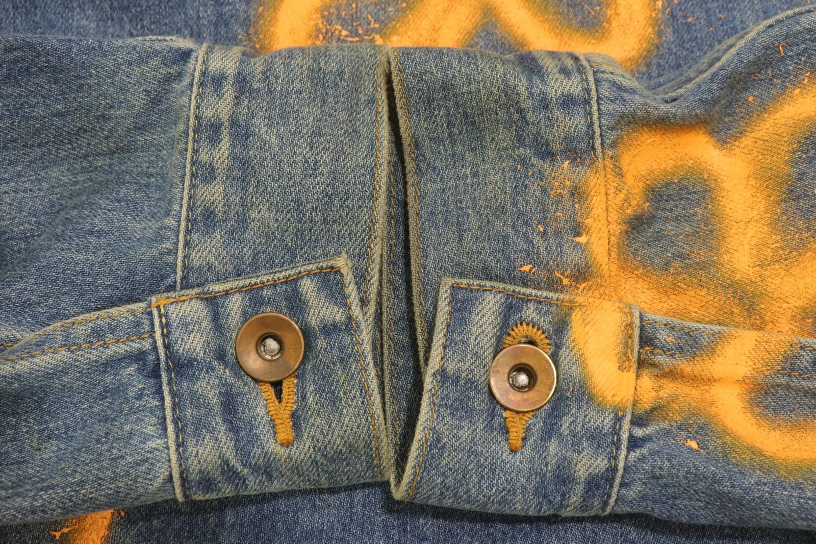 【中古】 AMOK メンズデニムジャケット Gジャン M Handpaint Denim Jacket AMOK M 青 ブルー