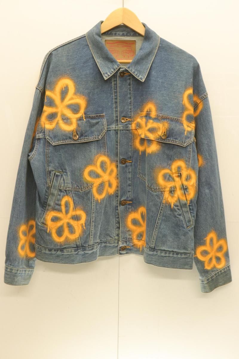 【中古】 AMOK メンズデニムジャケット Gジャン M Handpaint Denim Jacket AMOK M 青 ブルー