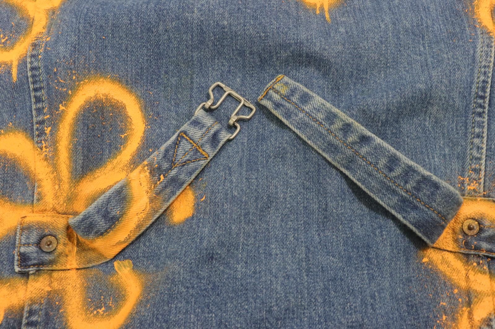 【中古】 AMOK メンズデニムジャケット Gジャン M Handpaint Denim Jacket AMOK M 青 ブルー