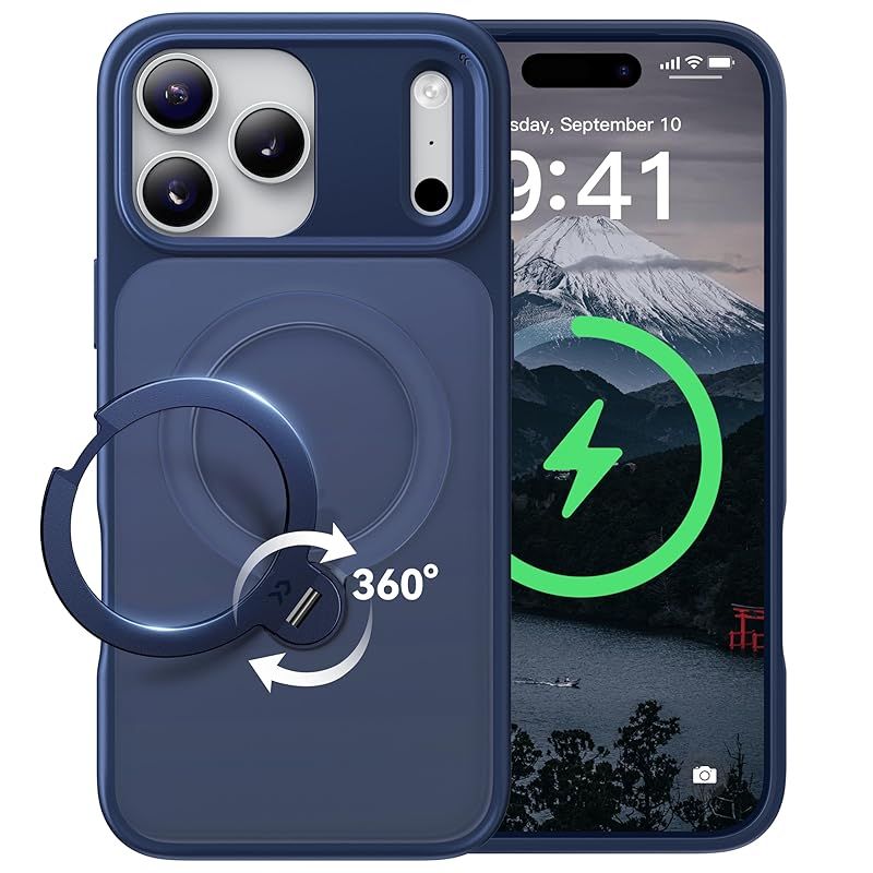 【2026最高傑作&定点360度回転】CASEKOO iPhone 17 Pro Max 用 ケース MagSafe対応 米軍MIL規格 360°全方向耐衝撃 【横縦両立・角度自由調整】最大25W急速充電対応 指紋防止/マット仕上げ/黄変防止/半透明 ラップホ