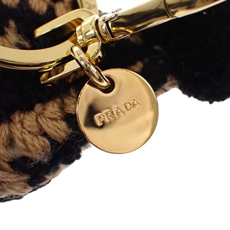 プラダ PRADA Teddy キーチェーンチャーム 1TO062_2HK1_F040X キーホルダー コットン モヘア ホワイト キャメル ブラック ゴールド金具 レディース 箱付き【中古】【Aランク】
