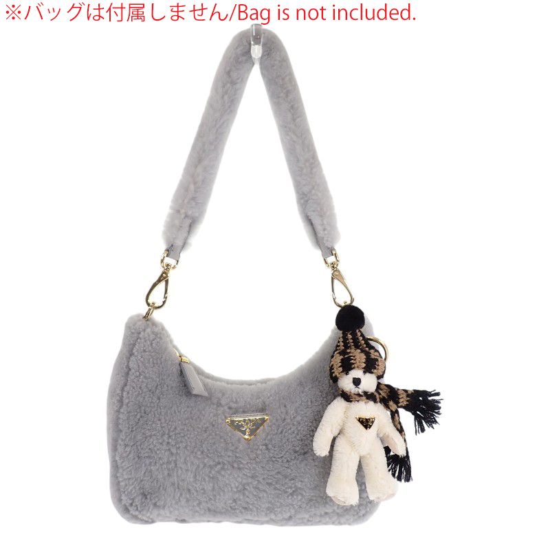 プラダ PRADA Teddy キーチェーンチャーム 1TO062_2HK1_F040X キーホルダー コットン モヘア ホワイト キャメル ブラック ゴールド金具 レディース 箱付き【中古】【Aランク】