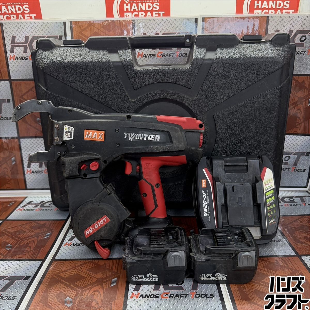 ◇【中古】MAX マックス 充電式鉄筋結束機 RB-610T-B2C/1450A バッテリ 14.4V 5.0Aｈ2個 /充電器付き MAX