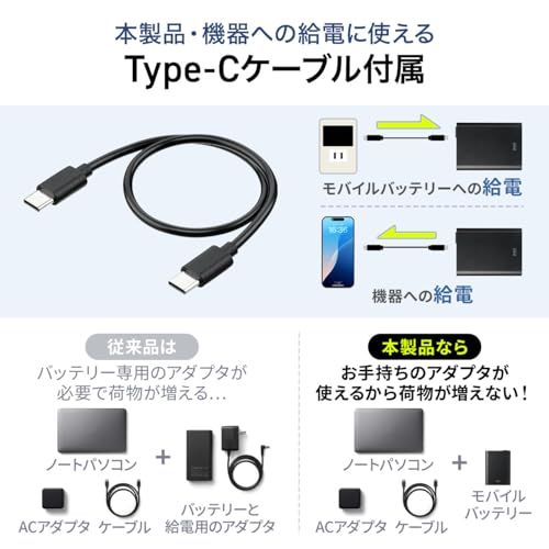 サンワダイレクト ポータブル電源 小型 13200mAh AC 100V Type-C×1 USB A×1 PD 30W 急速充電 機内持ち込み可 ポタ電 700-BTL061Ju 7f6ac5a2