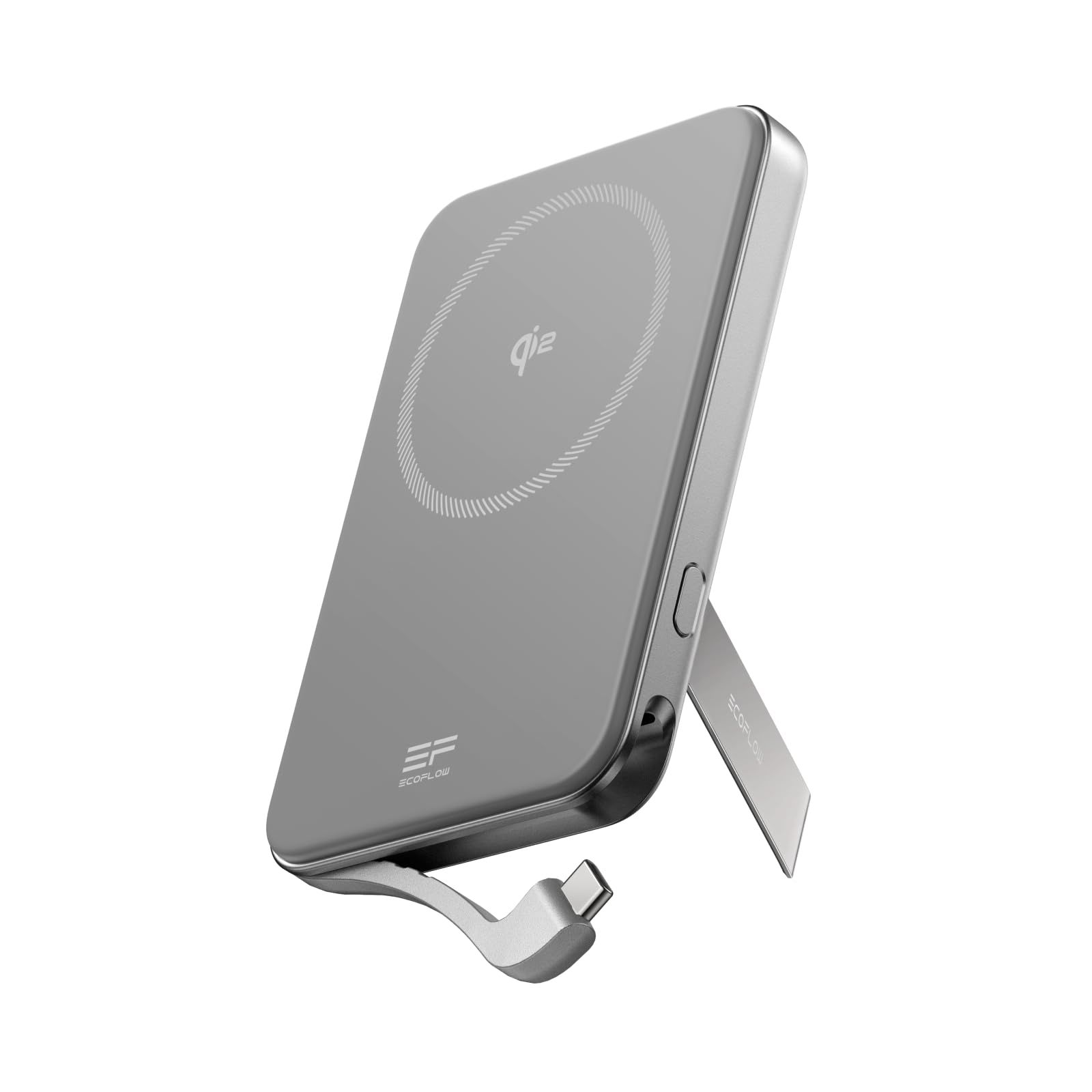 EcoFlow 5000mAh エコフロー PD 30W急速充電対応 Qi2ワイヤレス充電対応 マグネット式ワイヤレス充電対応 デバイス2台同時充電 スタンド付き USB-Cケーブル付き Magsafe Power Bank 残量表示 小型 9874c75d