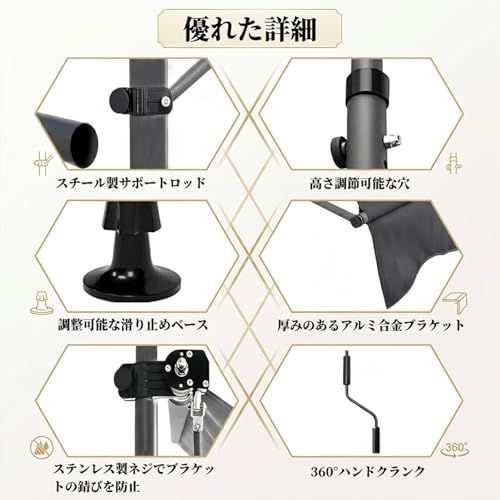 【HOVIRA】オーニングテント日除け シェード 巻き取り式 サンシェード 角度、高さの調節が可能 つっぱり日よけスクリーン 穴あけ不要 簡単設置 日除け 雨よけ UVカット (グレー, 2m)Ju 1b75d083 【HOVIRA】オーニングテント日除け シェード 巻き取り式 サンシェード 角度、高さの調節が可能 つっぱり日よけスクリーン 穴あけ不要 簡単設置 日除け 雨よけ UVカット (グレー, 2m)Ju 1b75d083