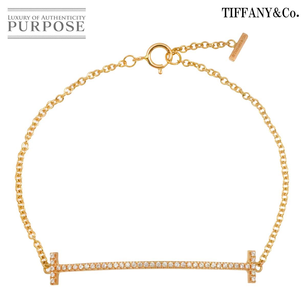 ティファニー TIFFANY&Co. Ｔスマイル ダイヤ ブレスレット 15.5cm K18 PG ピンクゴールド 750 Bracelet 90326472