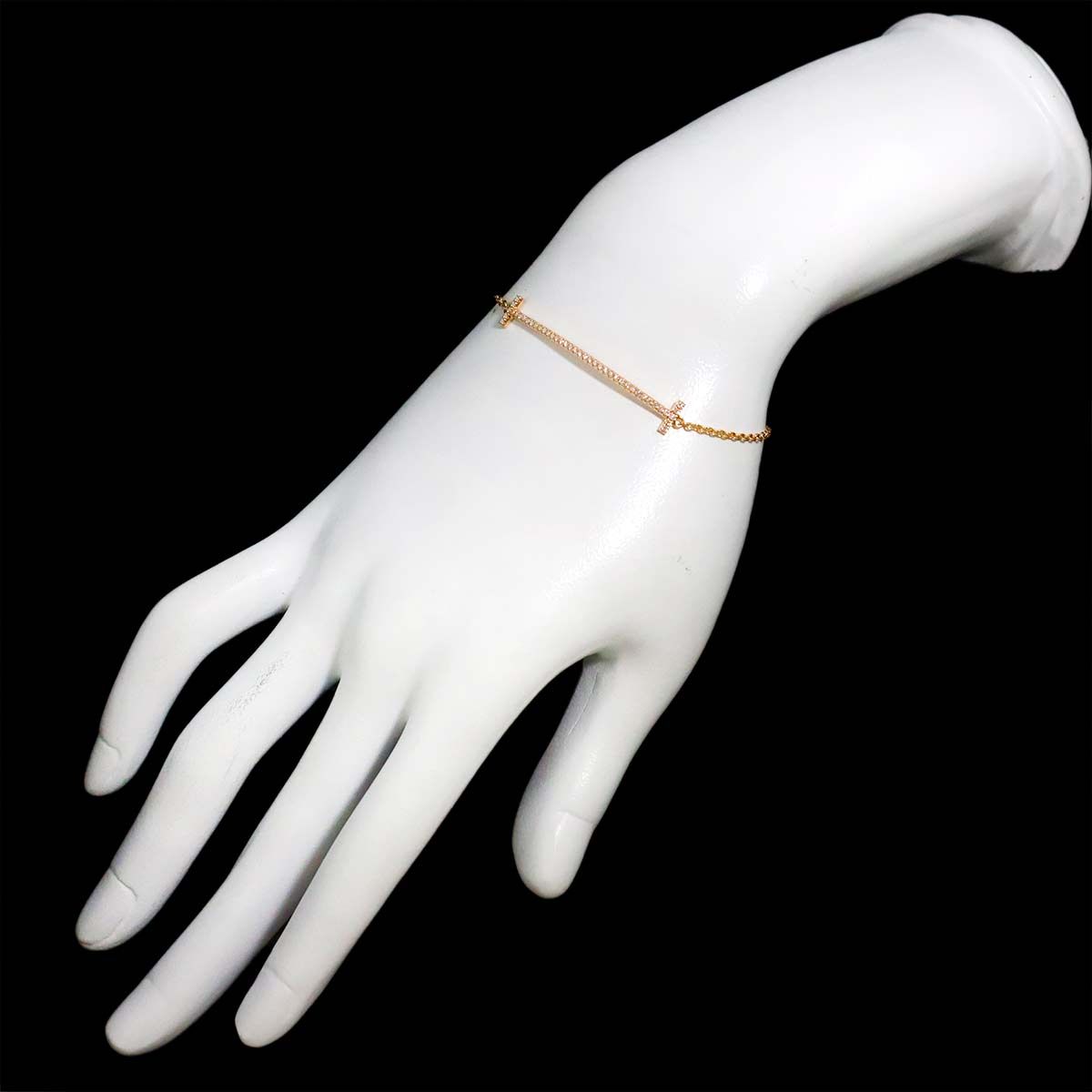 ティファニー TIFFANY&Co. Ｔスマイル ダイヤ ブレスレット 15.5cm K18 PG ピンクゴールド 750 Bracelet 90326472