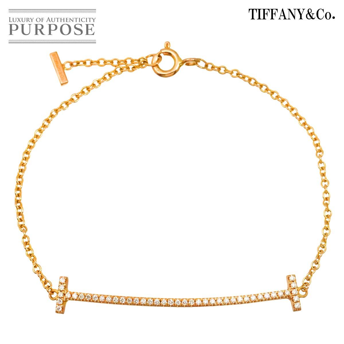 ティファニー TIFFANY&Co. Ｔスマイル ダイヤ ブレスレット 15.5cm K18 PG ピンクゴールド 750 Bracelet 90326474