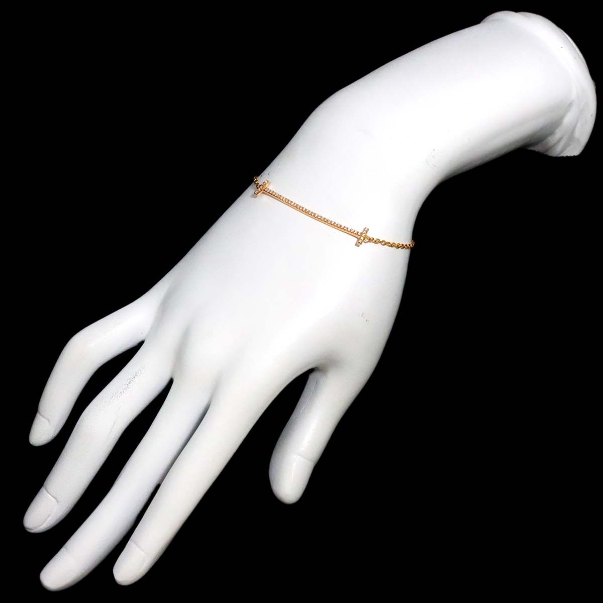 ティファニー TIFFANY&Co. Ｔスマイル ダイヤ ブレスレット 15.5cm K18 PG ピンクゴールド 750 Bracelet 90326474