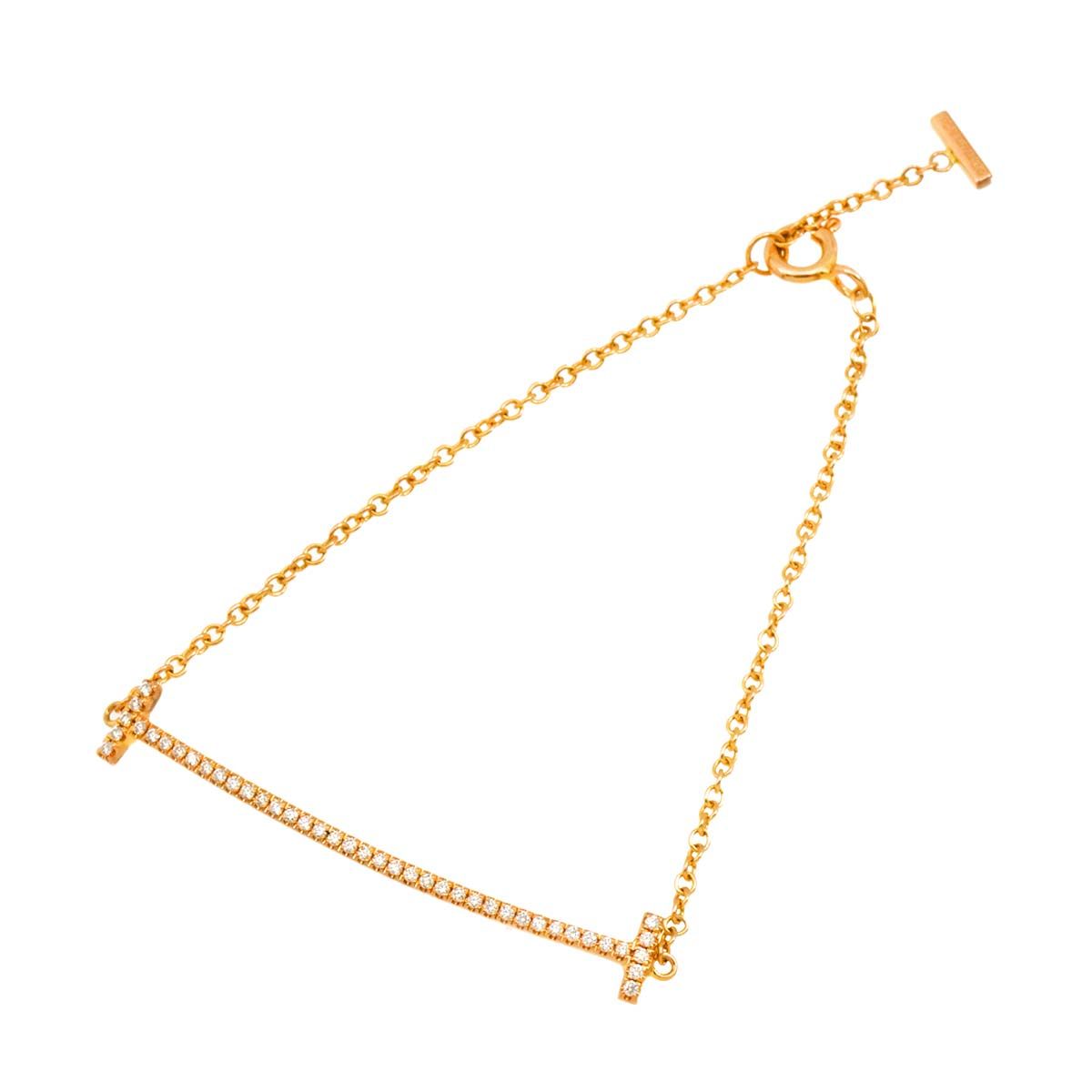 ティファニー TIFFANY&Co. Ｔスマイル ダイヤ ブレスレット 15.5cm K18 PG ピンクゴールド 750 Bracelet 90326474