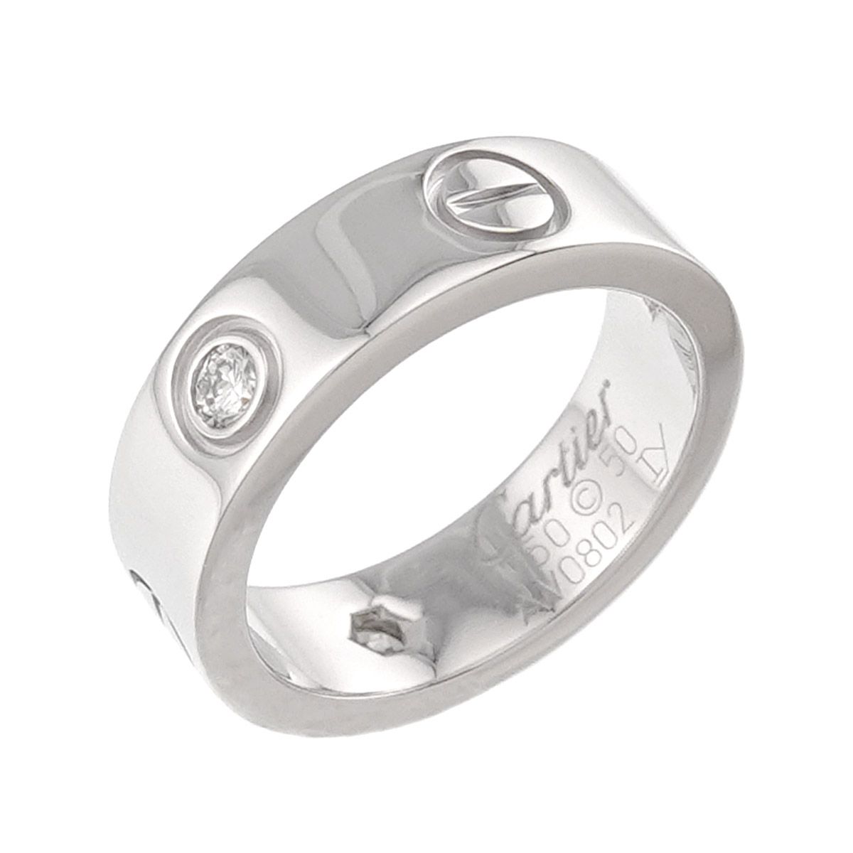 カルティエ Cartier ラブ #50 リング ハーフ ダイヤ K18 WG ホワイトゴールド 750 指輪 Love Ring【証明書付き】 90326525 カルティエ Cartier ラブ #50 リング ハーフ ダイヤ K18 WG ホワイトゴールド 750 指輪 Love Ring【証明書付き】 90326525