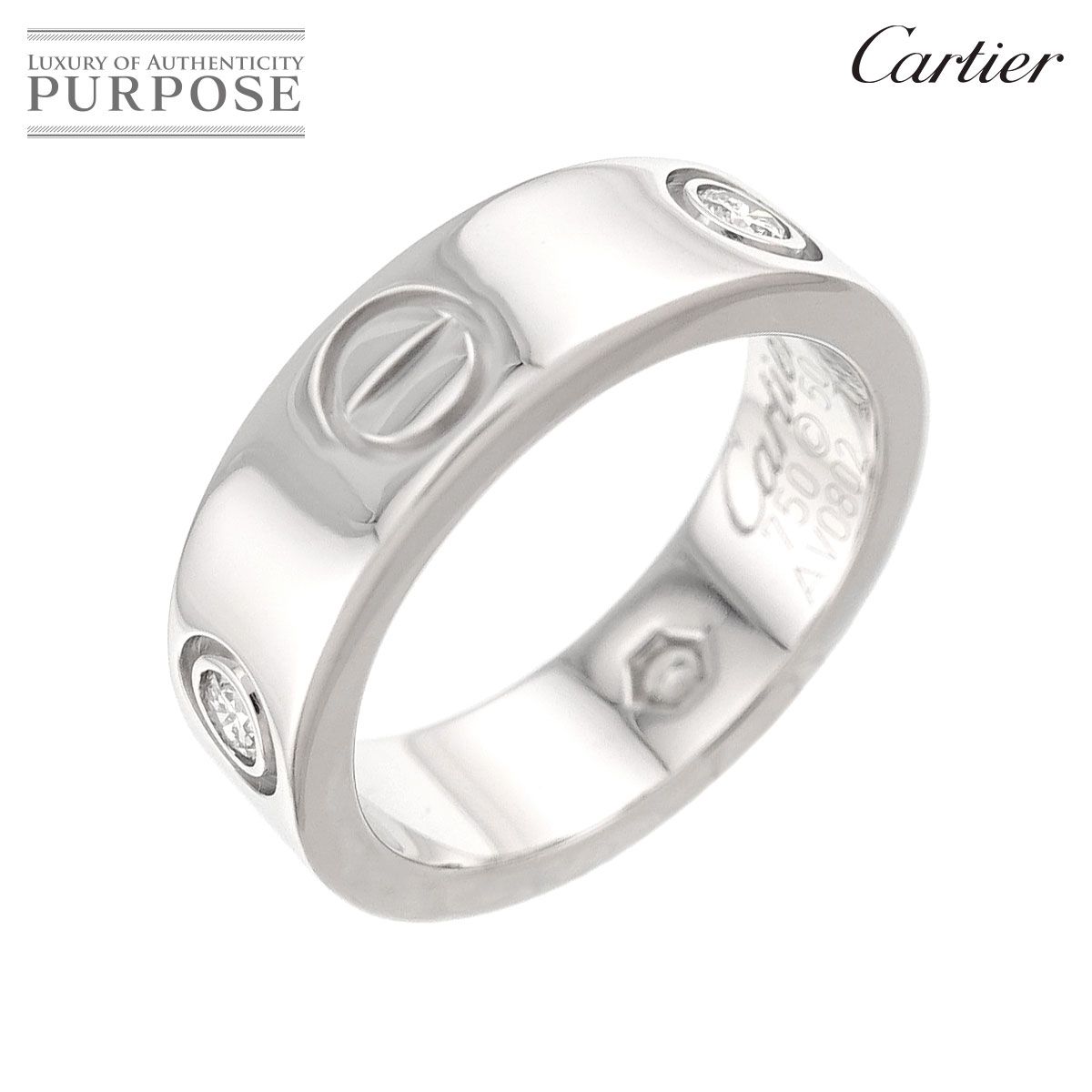 カルティエ Cartier ラブ #50 リング ハーフ ダイヤ K18 WG ホワイトゴールド 750 指輪 Love Ring【証明書付き】 90326525