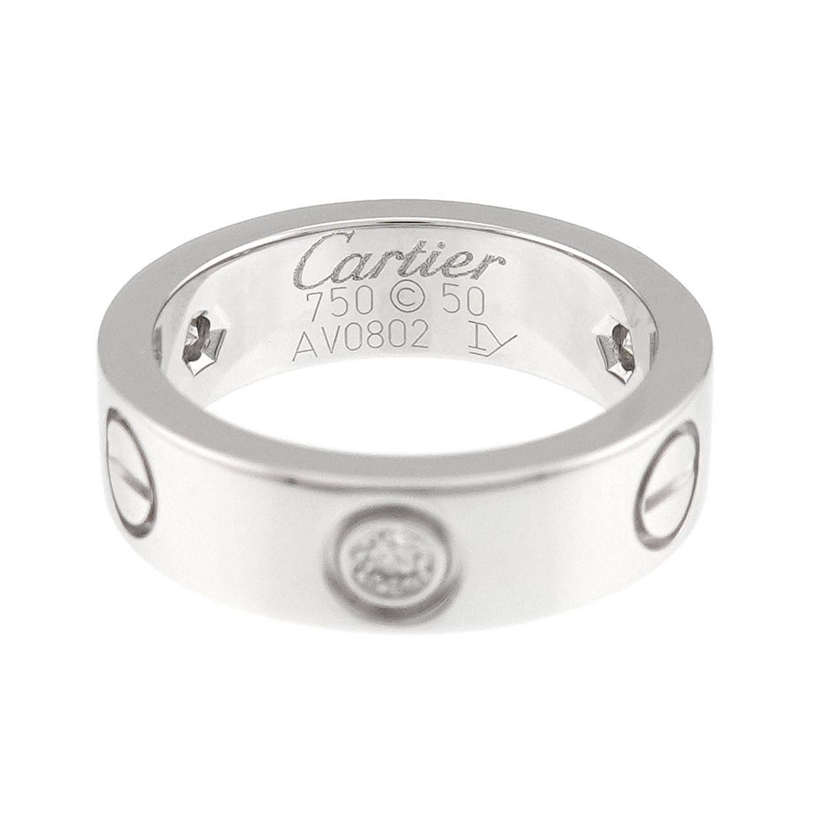 カルティエ Cartier ラブ #50 リング ハーフ ダイヤ K18 WG ホワイトゴールド 750 指輪 Love Ring【証明書付き】 90326525 カルティエ Cartier ラブ #50 リング ハーフ ダイヤ K18 WG ホワイトゴールド 750 指輪 Love Ring【証明書付き】 90326525