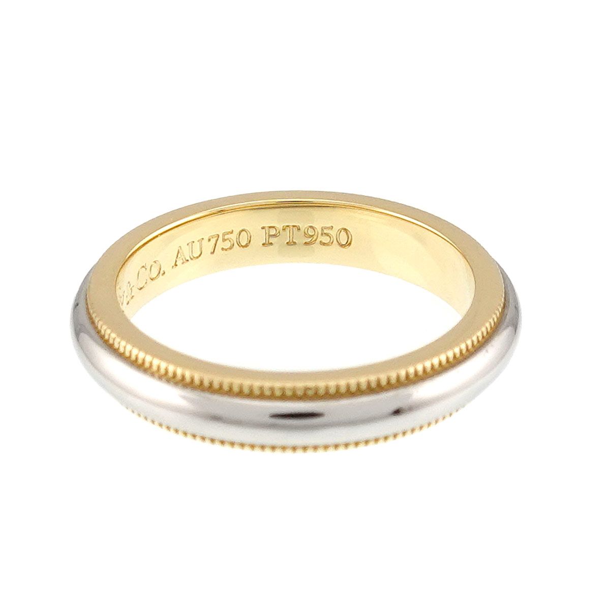 ティファニー TIFFANY&Co. ミルグレイン バンド 7号 リング プラチナ Pt K18 YG 750 指輪 Milgrain Band Ring 90326573 ティファニー TIFFANY&Co. ミルグレイン バンド 7号 リング プラチナ Pt K18 YG 750 指輪 Milgrain Band Ring 90326573