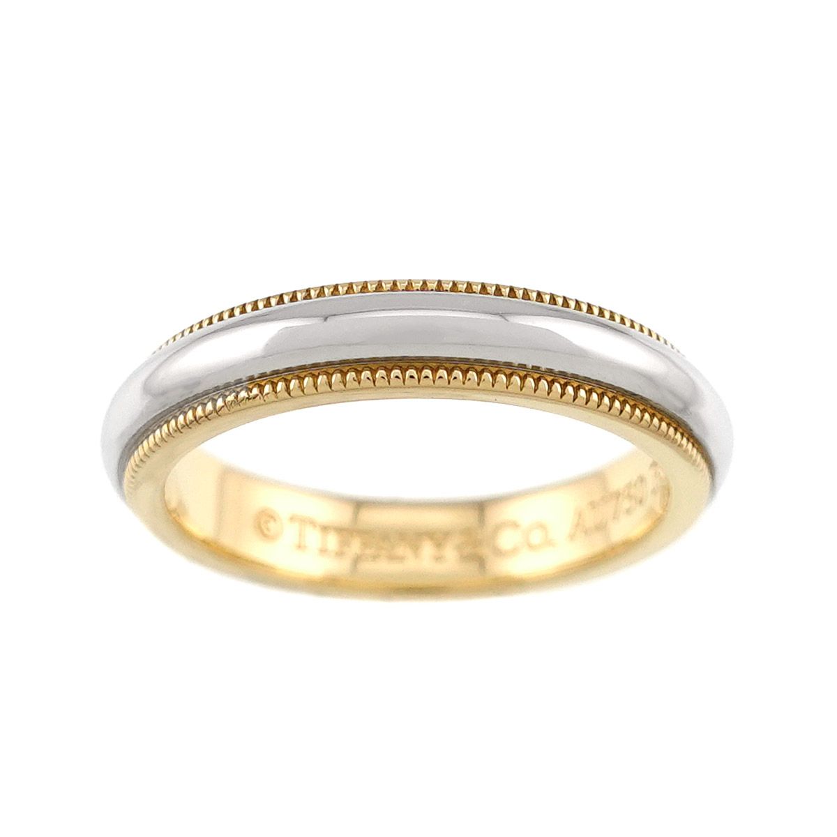 ティファニー TIFFANY&Co. ミルグレイン バンド 7号 リング プラチナ Pt K18 YG 750 指輪 Milgrain Band Ring 90326573 ティファニー TIFFANY&Co. ミルグレイン バンド 7号 リング プラチナ Pt K18 YG 750 指輪 Milgrain Band Ring 90326573