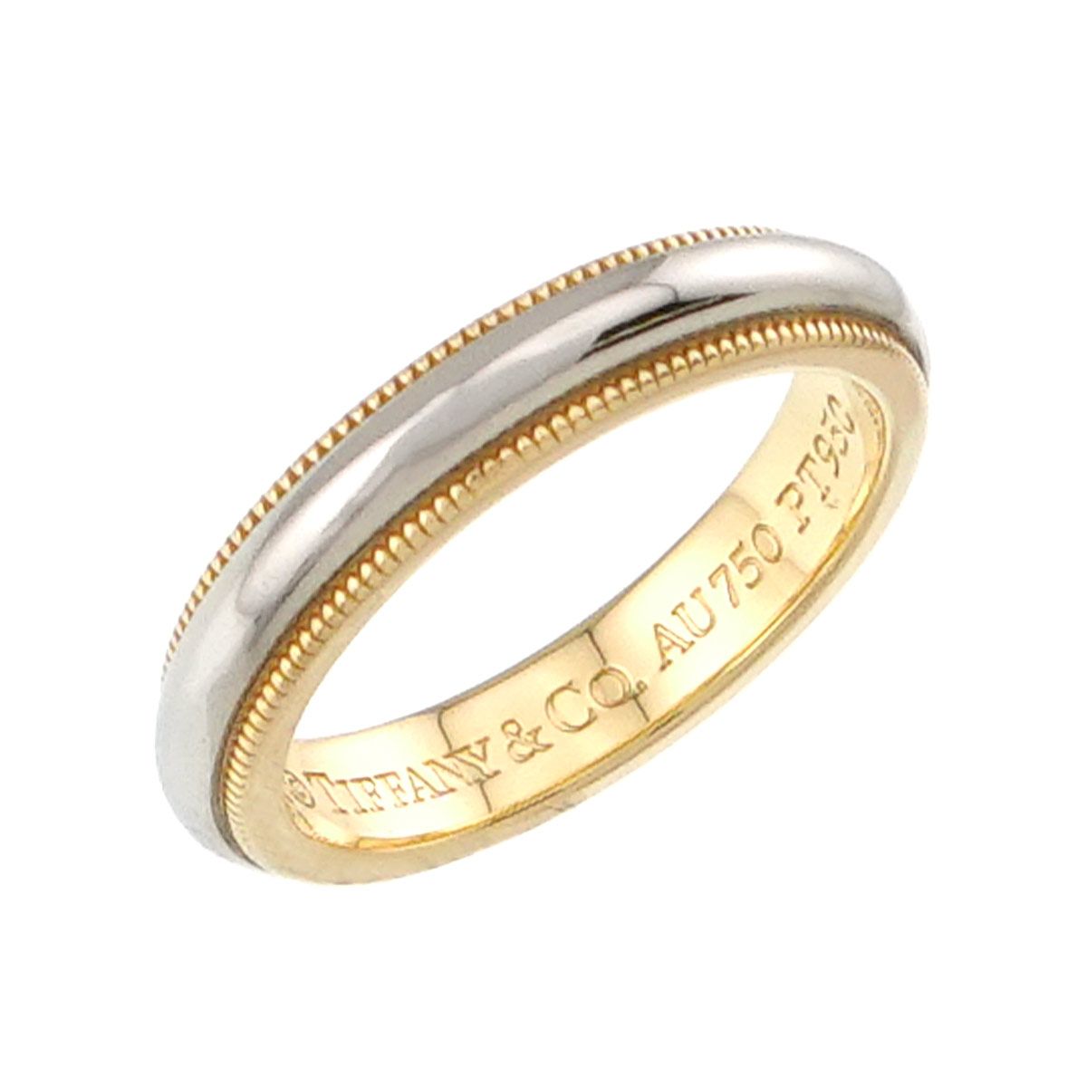 ティファニー TIFFANY&Co. ミルグレイン バンド 7号 リング プラチナ Pt K18 YG 750 指輪 Milgrain Band Ring 90326573 ティファニー TIFFANY&Co. ミルグレイン バンド 7号 リング プラチナ Pt K18 YG 750 指輪 Milgrain Band Ring 90326573