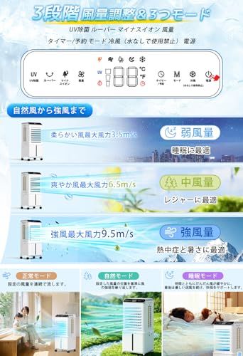 冷風機 冷風扇【2026最新・3方向で吸水・着脱式13Lタンク・マイナスイオン発生】冷風扇風機 強力 スポットクーラー 3つモード 3段階風量切替 自動首振り 24H切タイマー/予約 静音 LED液晶画面 氷入れ 上部給水 保冷パック/リモコ e538ed1d