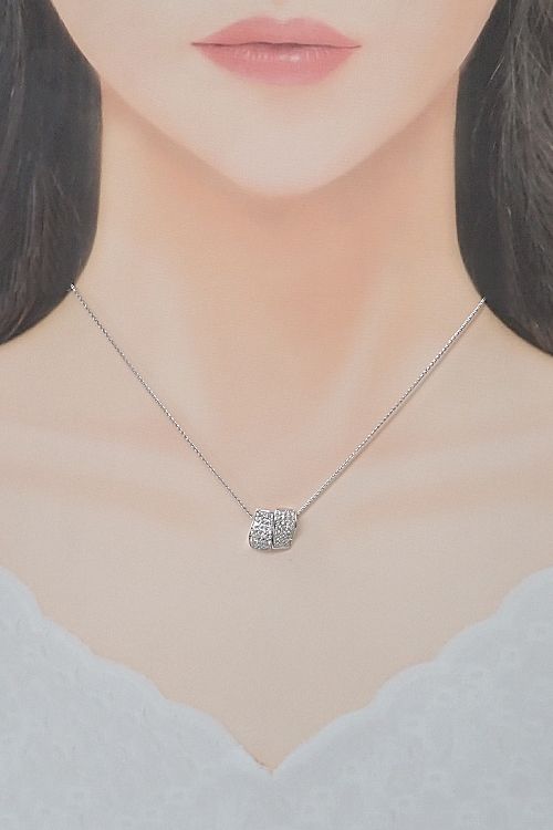 キメント ダイヤモンド ネックレス K18ホワイトゴールド CHIMENTO パヴェ 中古 宝正 906884