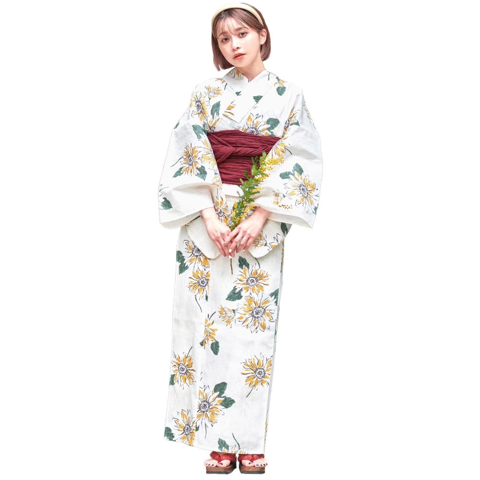ディータ）Dita レディース 浴衣 5点セット 紺 青 赤 白 黄色 灰色