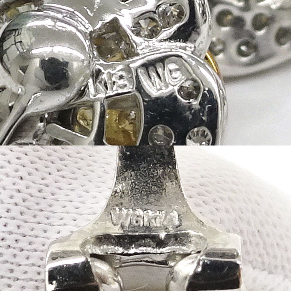 【栄】ジュエリー イヤリング ダイヤモンド フラワー 一対 K18WG SV シルバー 5.9g レディース 小物 その他 【栄】ジュエリー イヤリング ダイヤモンド フラワー 一対 K18WG SV シルバー 5.9g レディース 小物 その他