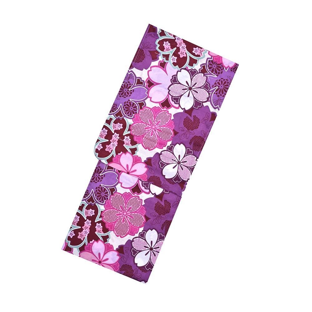[KIMONOMACHI] 浴衣 レディース 単品「変わり生地浴衣 白地 紫の花」フリーサイズ yukata