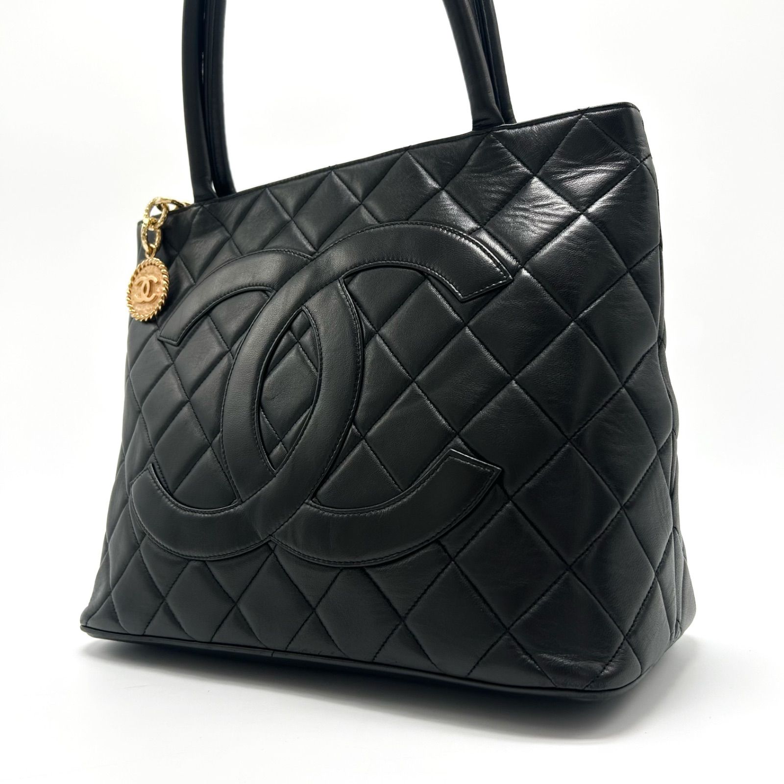 美品 CHANEL シャネル 復刻トート ラムスキン ココマーク ハンドバッグ