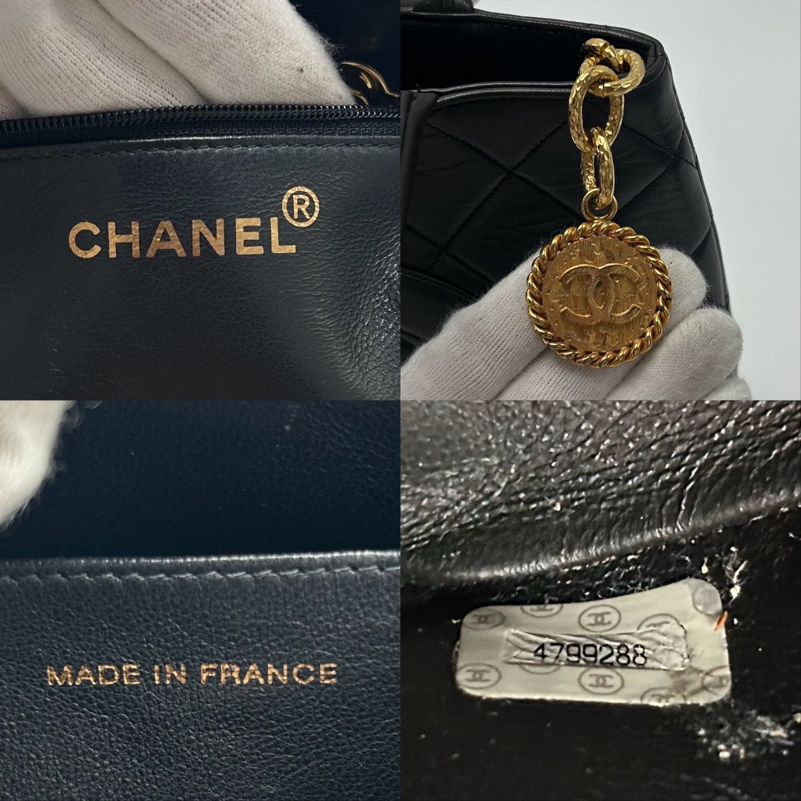 シャネル返金対応 美品 CHANEL シャネル 復刻トート ラムスキン ココマーク ハンドバッグ