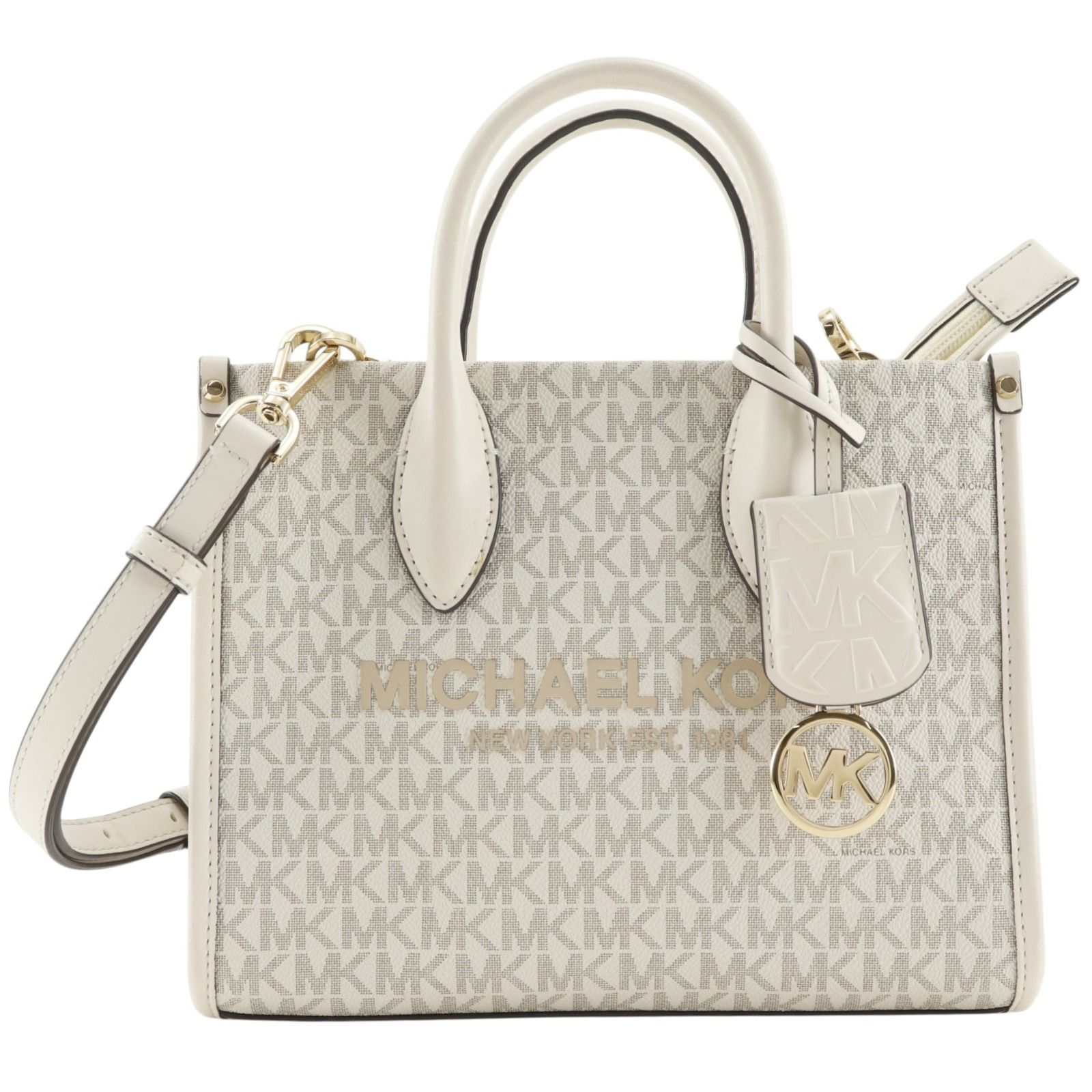 【Michael Kors】マイケルコース ミレラ スモール 2WAYショルダー シグネチャー 35F2G7ZC5B PVC 白 レディース ハンドバッグ