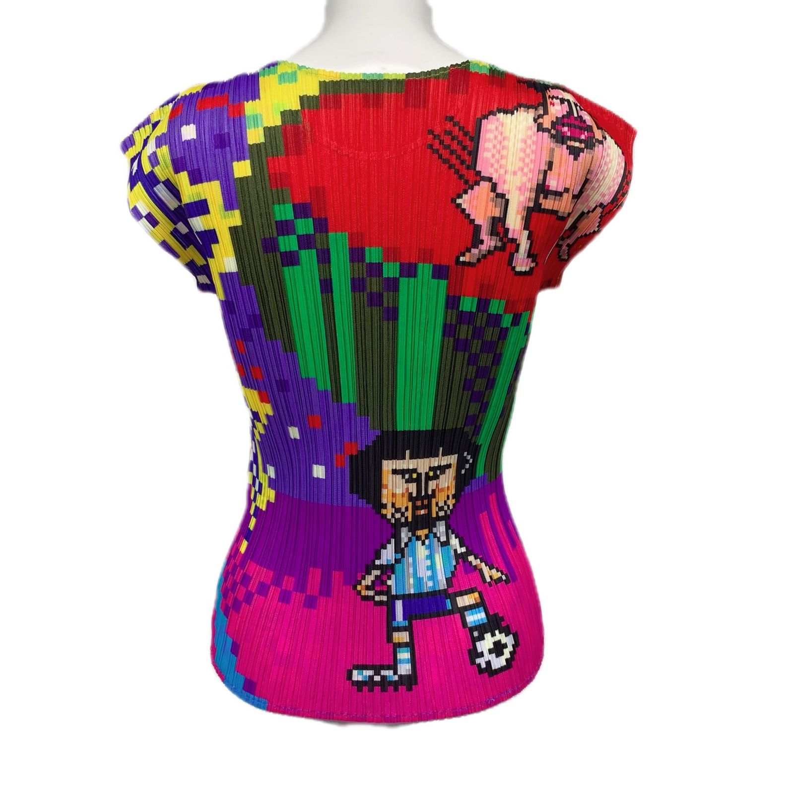 激レア 極美品 PLEATSPLEASE プリーツプリーズ ISSEY MIYAKE イッセイミヤケ デジタルグラフィックゲーム トップス PP73-JK511 マルチカラー サイズ3