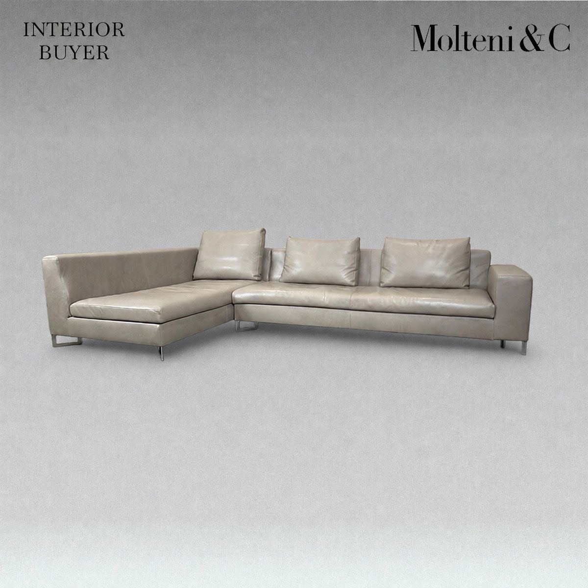 Molteni&C モルテーニ Large ラージ ソファ カウチ レザー グレージュ フェルーチョ・ラヴィアーニ 定価340万