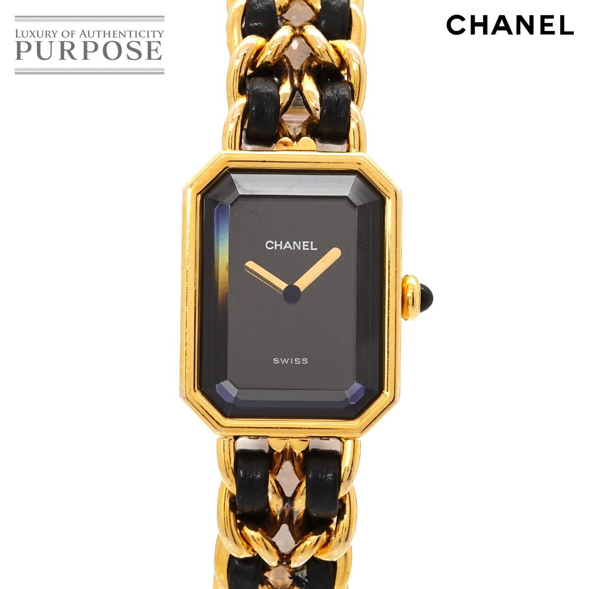 シャネル CHANEL プルミエール Mサイズ H0001 ヴィンテージ レディース 腕時計 ブラック ゴールド ウォッチ Premiere 90325422