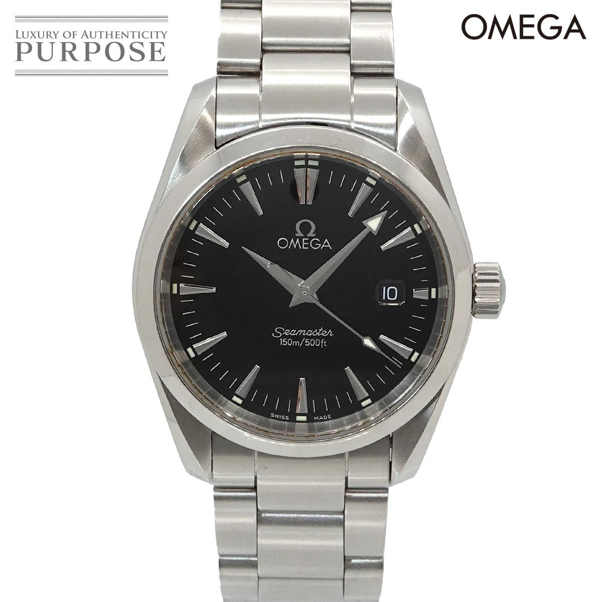 オメガ OMEGA シーマスター アクアテラ 2518 50 メンズ 腕時計 デイト ブラック クォーツ ウォッチ Seamaster Aqua Terra 90326028