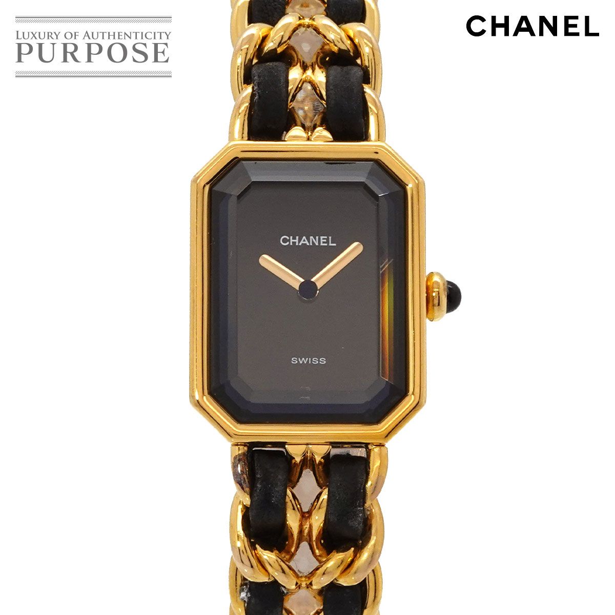 シャネル CHANEL プルミエール Mサイズ H0001 ヴィンテージ レディース 腕時計 ブラック ゴールド ウォッチ Premiere 90327713