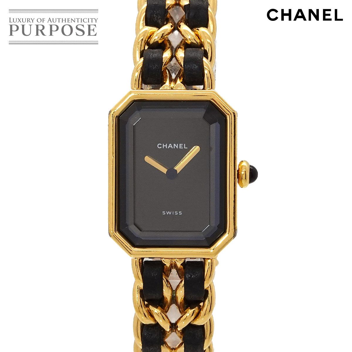 シャネル CHANEL プルミエール Lサイズ H0001 ヴィンテージ レディース 腕時計 ブラック ゴールド ウォッチ Premiere 90327714
