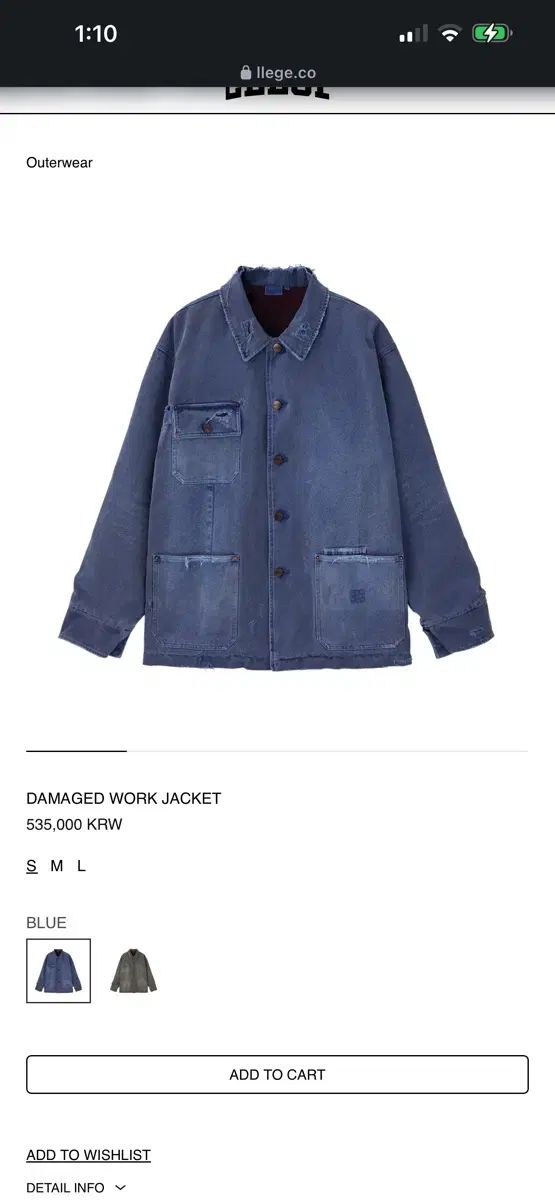llege RECTO リー ged DAMAGED WORK JACKET (m)