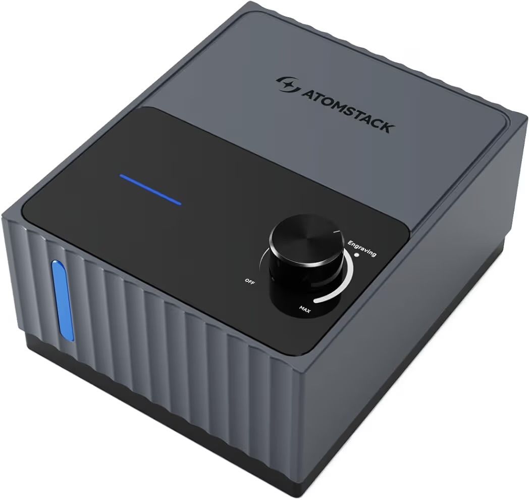 ATOMSTACK F80 エアーアシスト 10-60L/min風量調節可能 レーザー彫刻機用エアーポンプ 切断スピードアップ 焦げ防止 低騒音 低振動 アルミ製 彫刻機アクセサリー レーザーカッター用 煙・埃除去