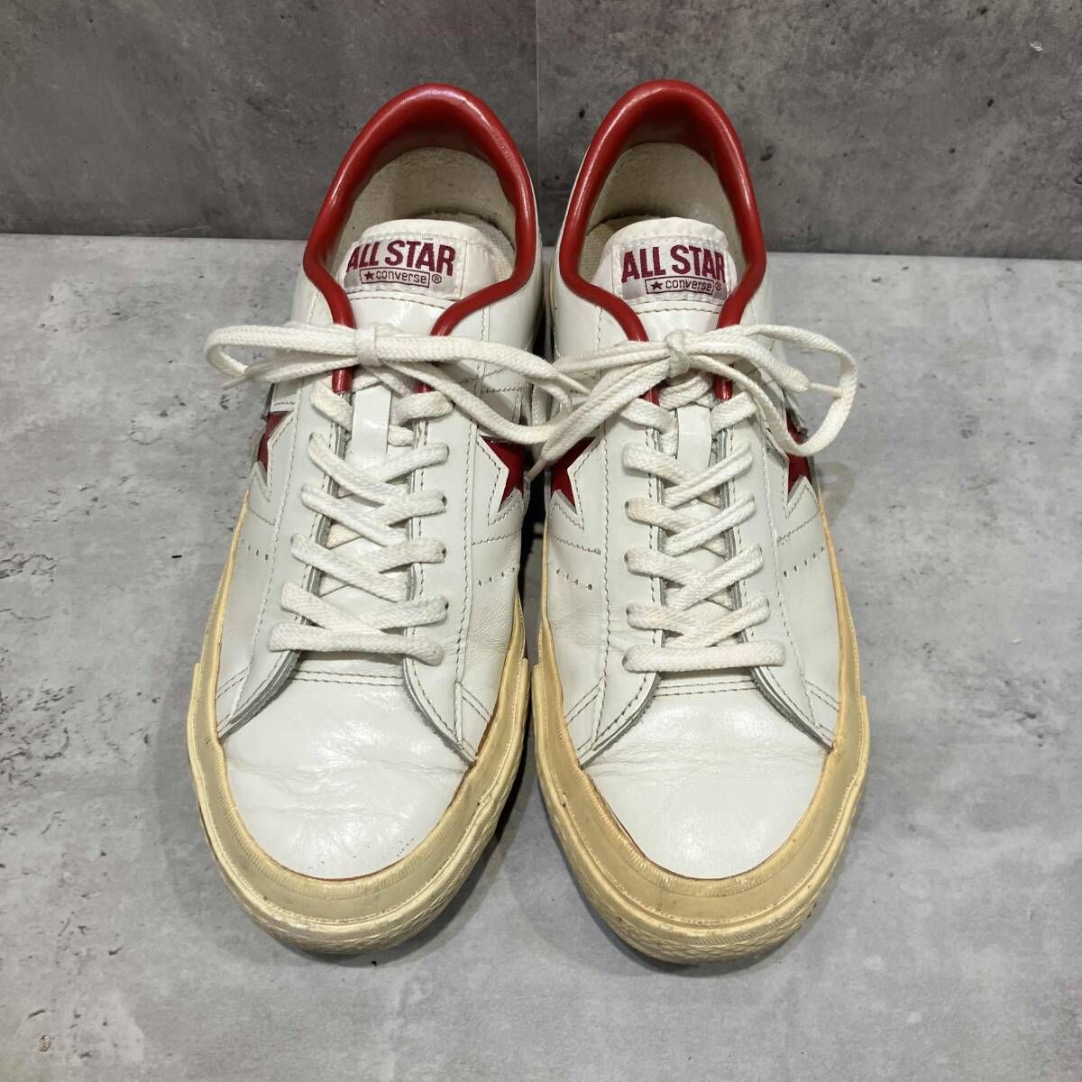 90s 日本製 CONVERSE スニーカー ONESTAR size7 25.5㎝ ホワイト×レッド コンバース