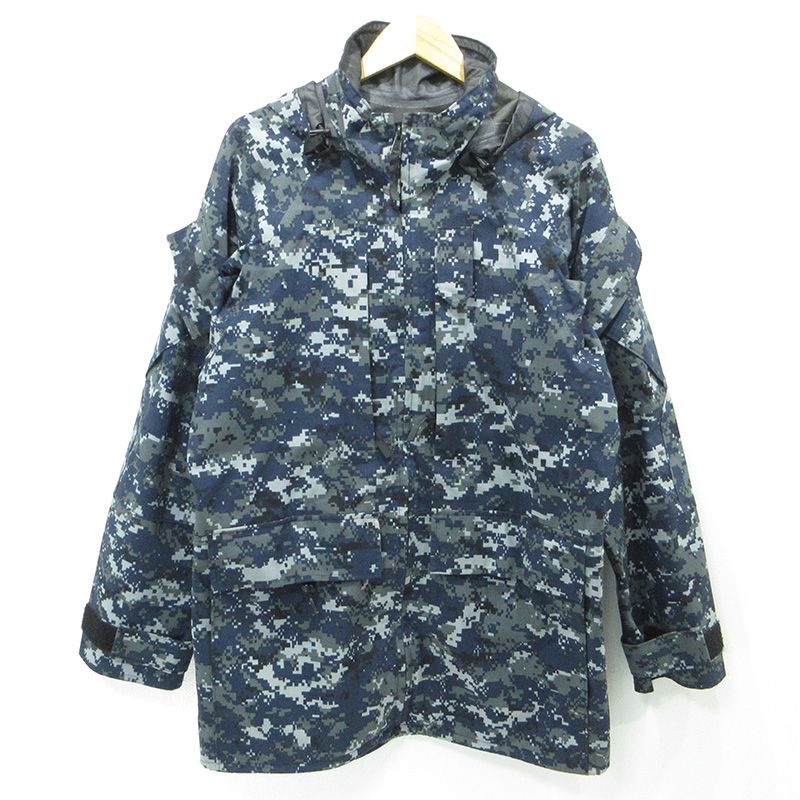【三重本店】 中古 MILITARY衣料 | ミリタリーイリョウ U.S.NAVY GORE-TEX PARKA ゴアテックスパーカー 総柄ミリタリージャケット 迷彩柄 8415-01-539-9902 ネイビー マルチカラー デジカモ サイズ：S 【93】