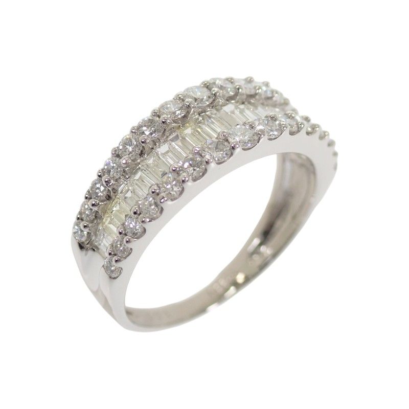 デザインジュエリー バゲットカット 12号 リング 指輪 Pt950プラチナ ダイヤモンド1.00ct レディース サービス箱付き【中古】【Aランク】