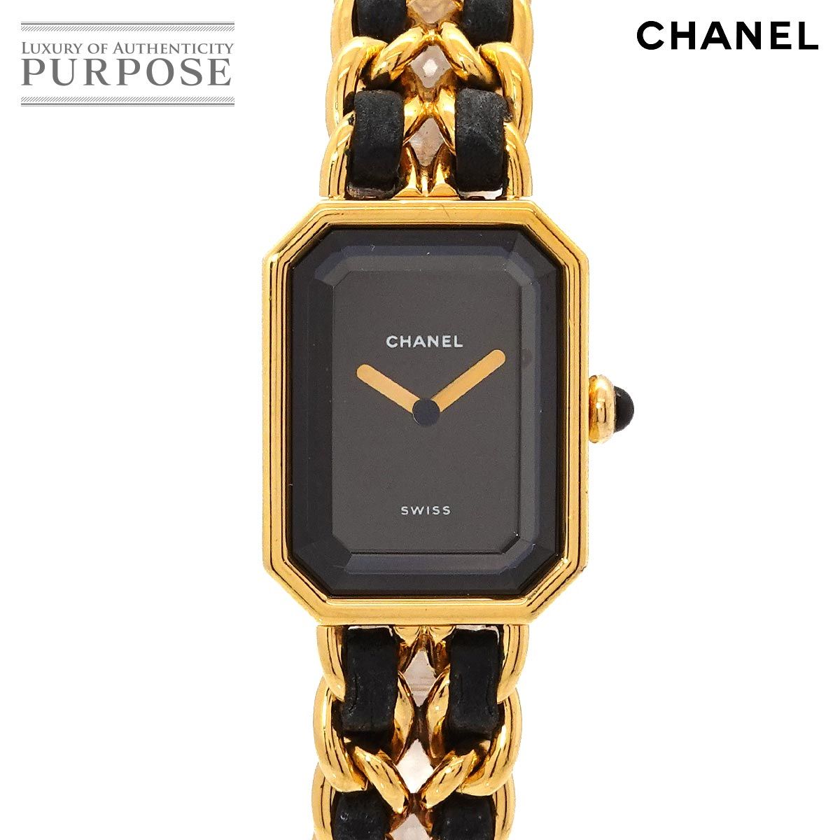 シャネル CHANEL プルミエール Lサイズ H0001 ヴィンテージ レディース 腕時計 ブラック ゴールド ウォッチ Premiere 90328063