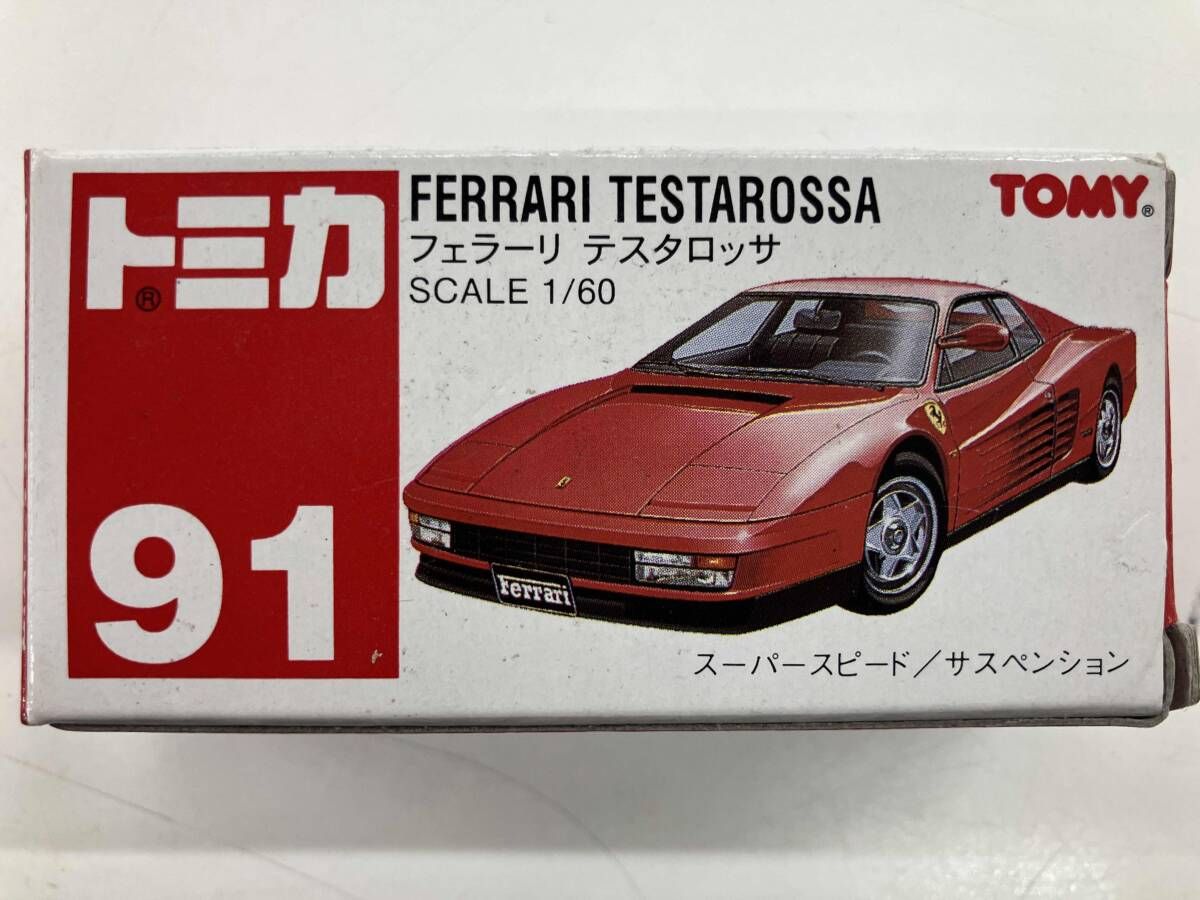 現状品 トミカ No.91 フェラｰリ テスタロッサ 赤 肌色ピンクシｰト 2Gホイｰル 赤箱 ロゴ赤字 中国製 トミー