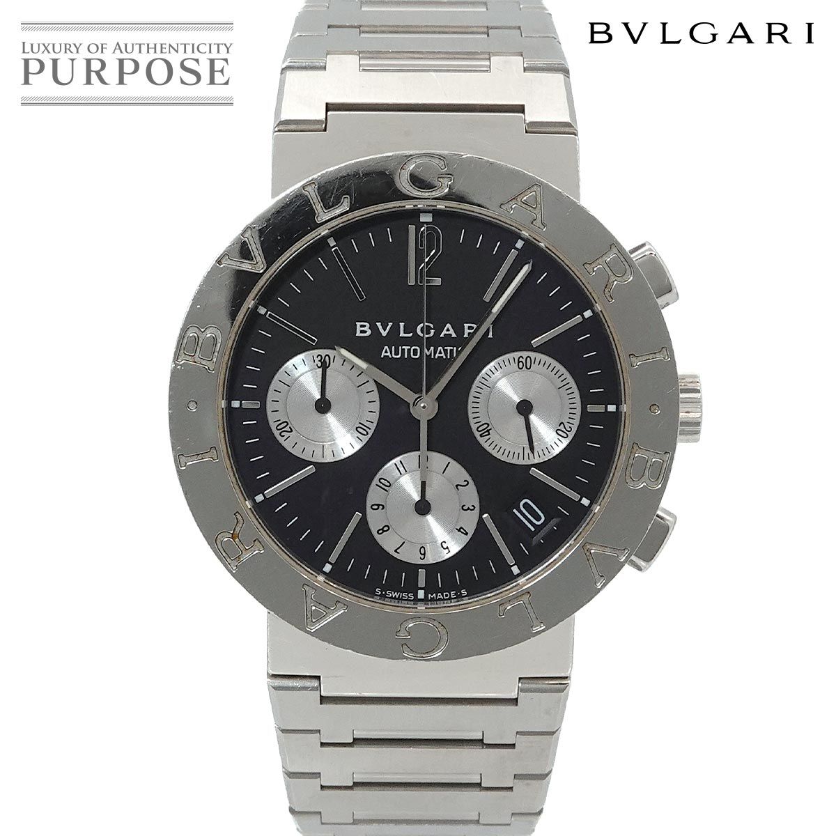 ブルガリ BVLGARI ブルガリブルガリ BB38SSCH クロノグラフ メンズ 腕時計 デイト ブラック 自動巻き BVLGARIBVLGARI 90328088